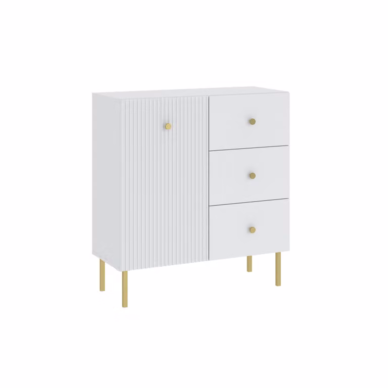 Cassettiera combinata HASKEL - bianco + oro