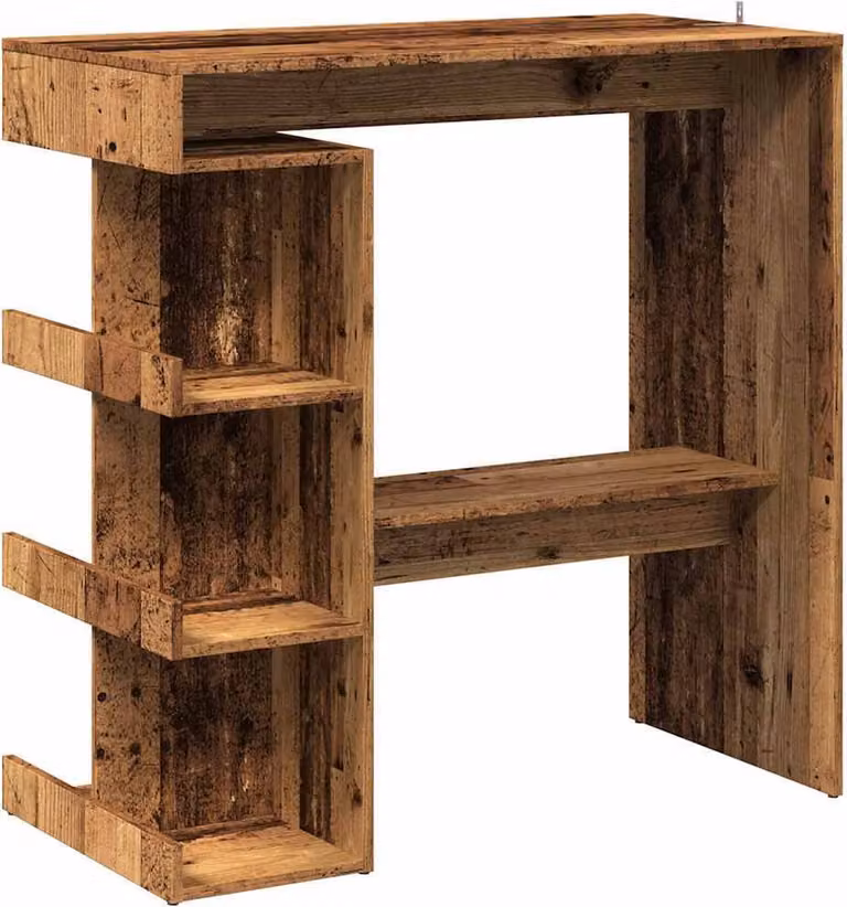 Tavolo Bar con Ripiani Legno Antico 100x50x101,5 cm Truciolato