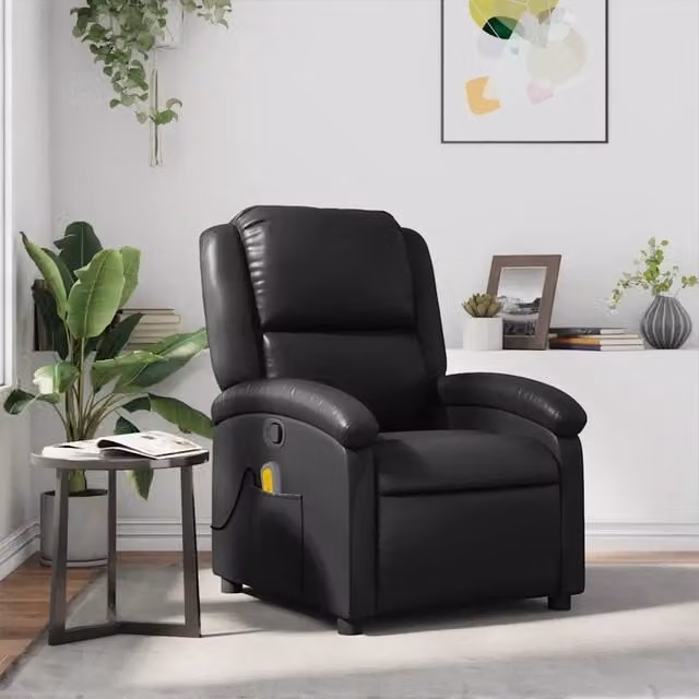 Poltrona Relax Reclinabile vidaXL in Similpelle Nera con Braccioli e Imbottitura in Schiuma