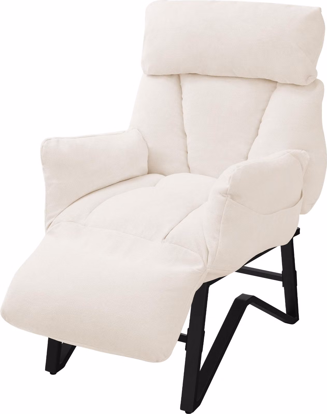 Poltrona reclinabile ML-Design, poltrona relax per il soggiorno, poltrona TV con schienale, braccioli e poggiapiedi regolabili, poltrona da lettura, color beige