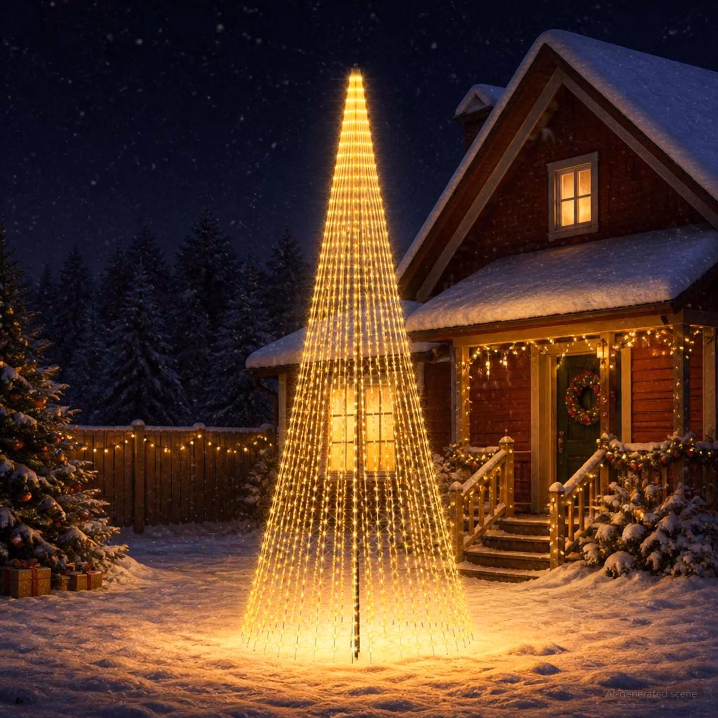 vidaXL Albero di Natale LED 485 cm 1632 LED Bianco caldo Ferro Nero