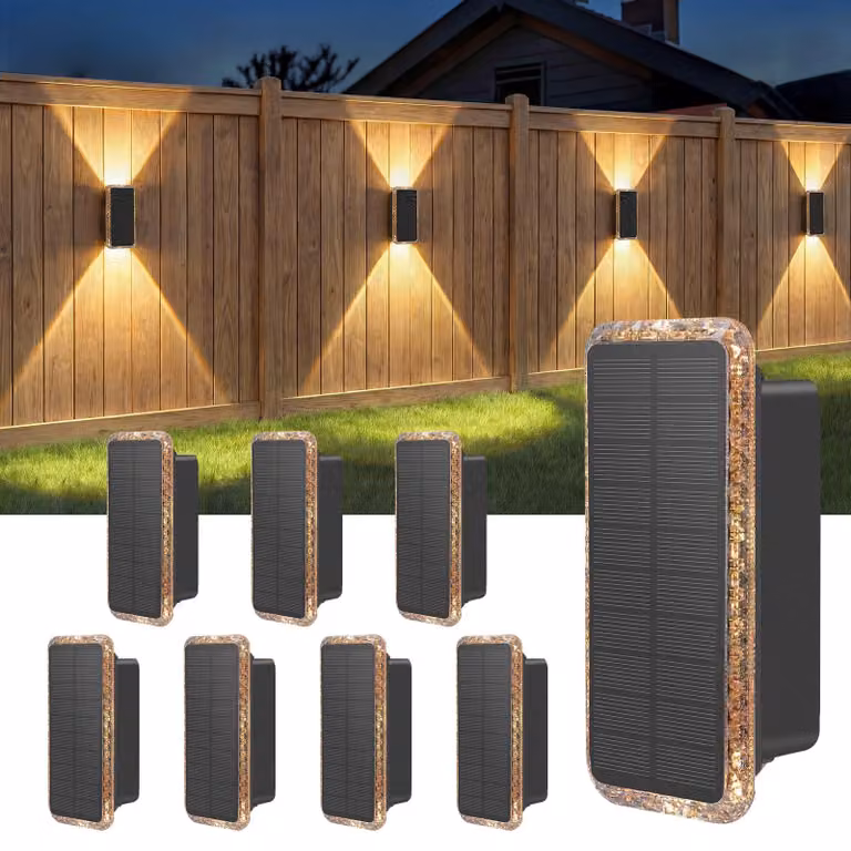 Set di 8 lampade da esterno solari, grado di protezione IP65, con sensore di movimento e luce ambientale, disponibili in 5 diverse temperature di colore