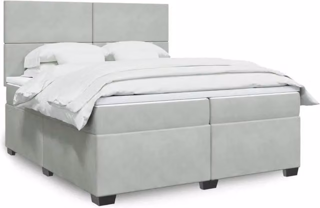 Letto Ibrido vidaXL con Materasso e Struttura in Velluto Grigio e Bianco L/P: 200 x 200 cm