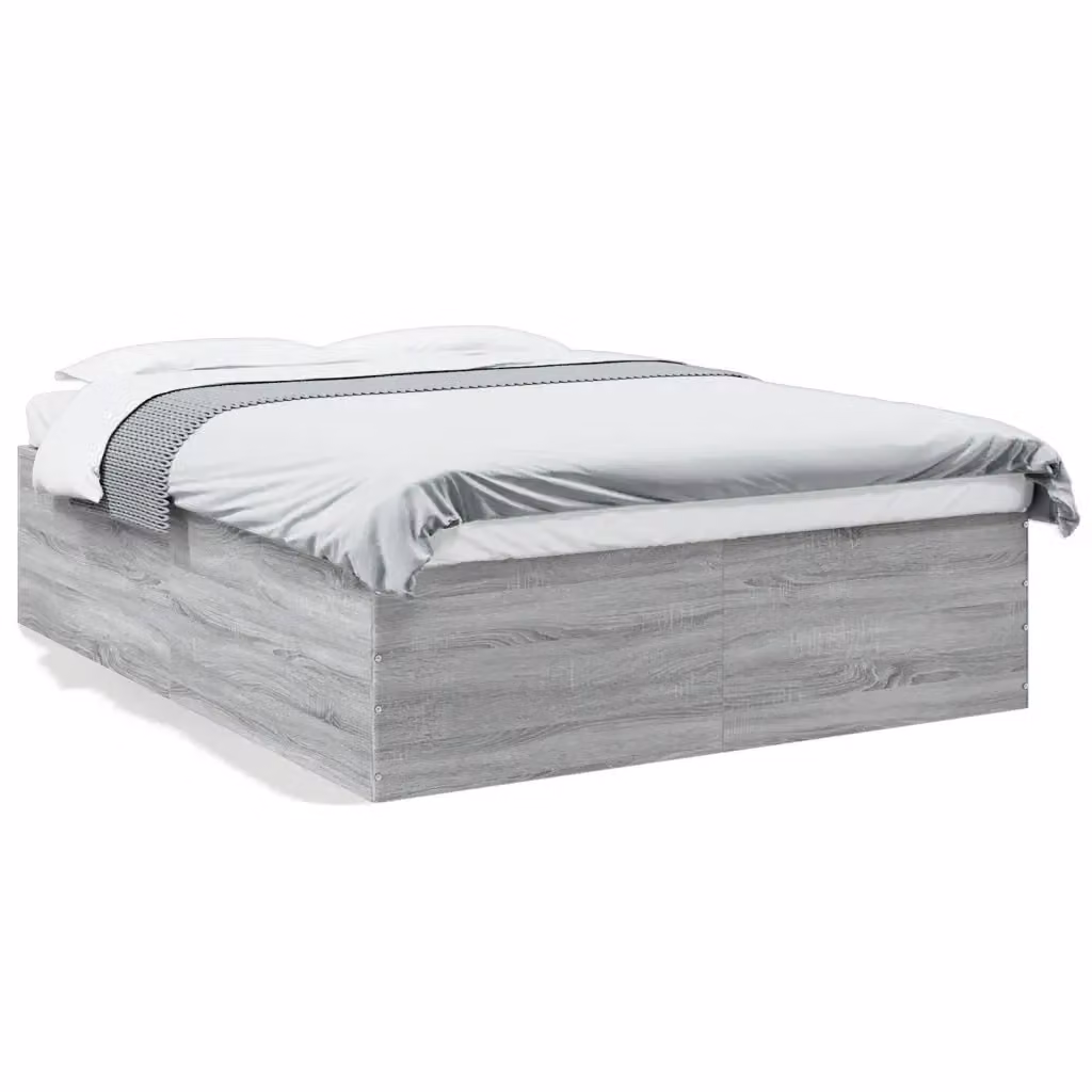 Letto con giroletto Sonoma grigio vidaXL in legno multistrato L 160 cm x P 200 cm – 2