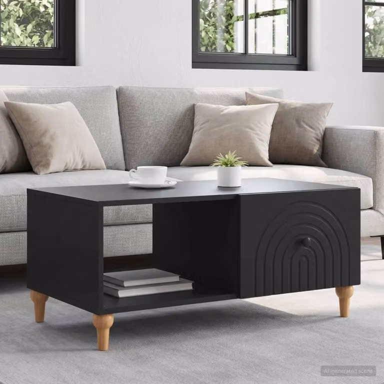 Maison Exclusive - Tavolino nero 90 x 50 x 40 cm in materiale derivato dal legno