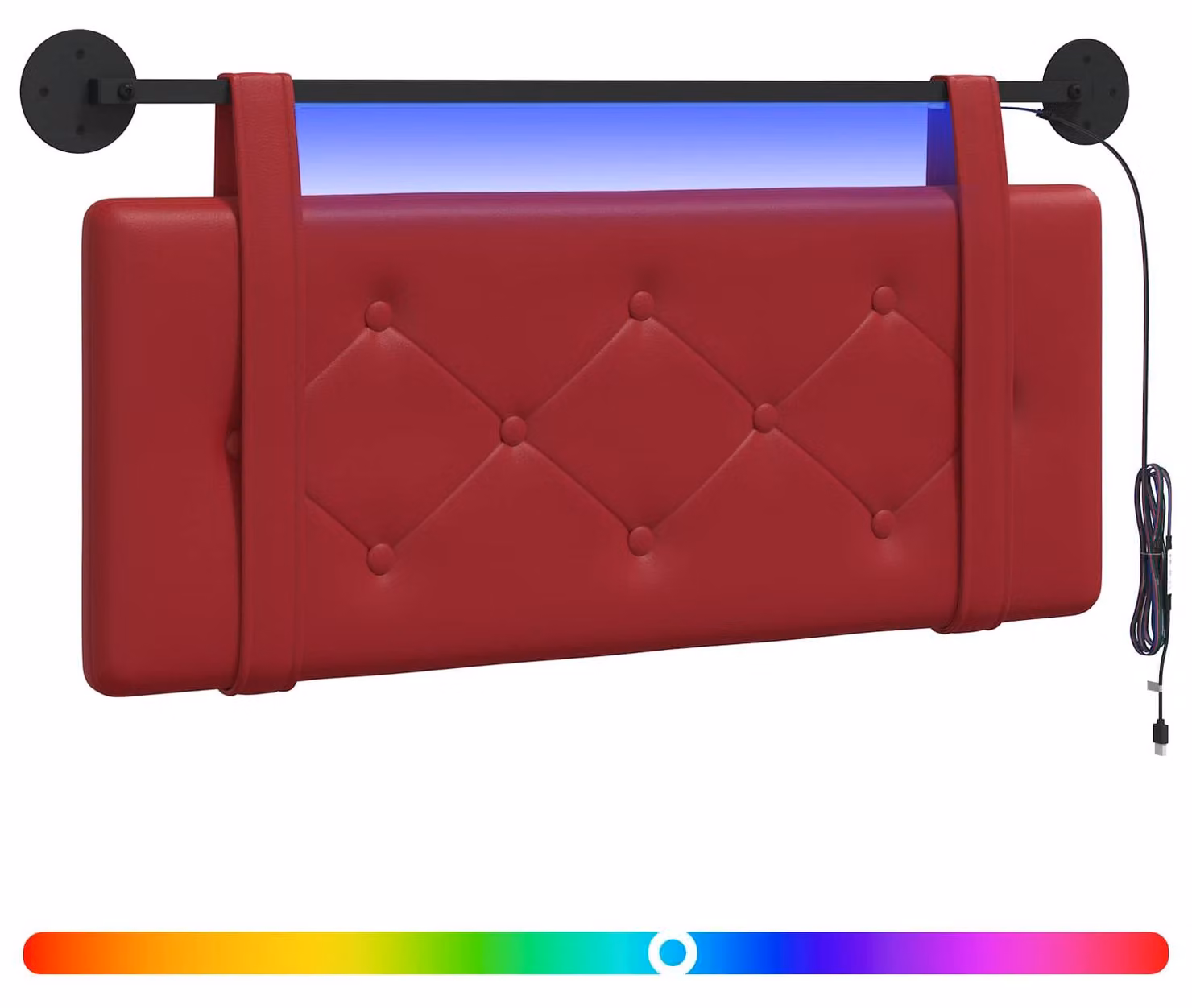 Testiera sospesa Con luce LED Rosso Vino Pelle finta