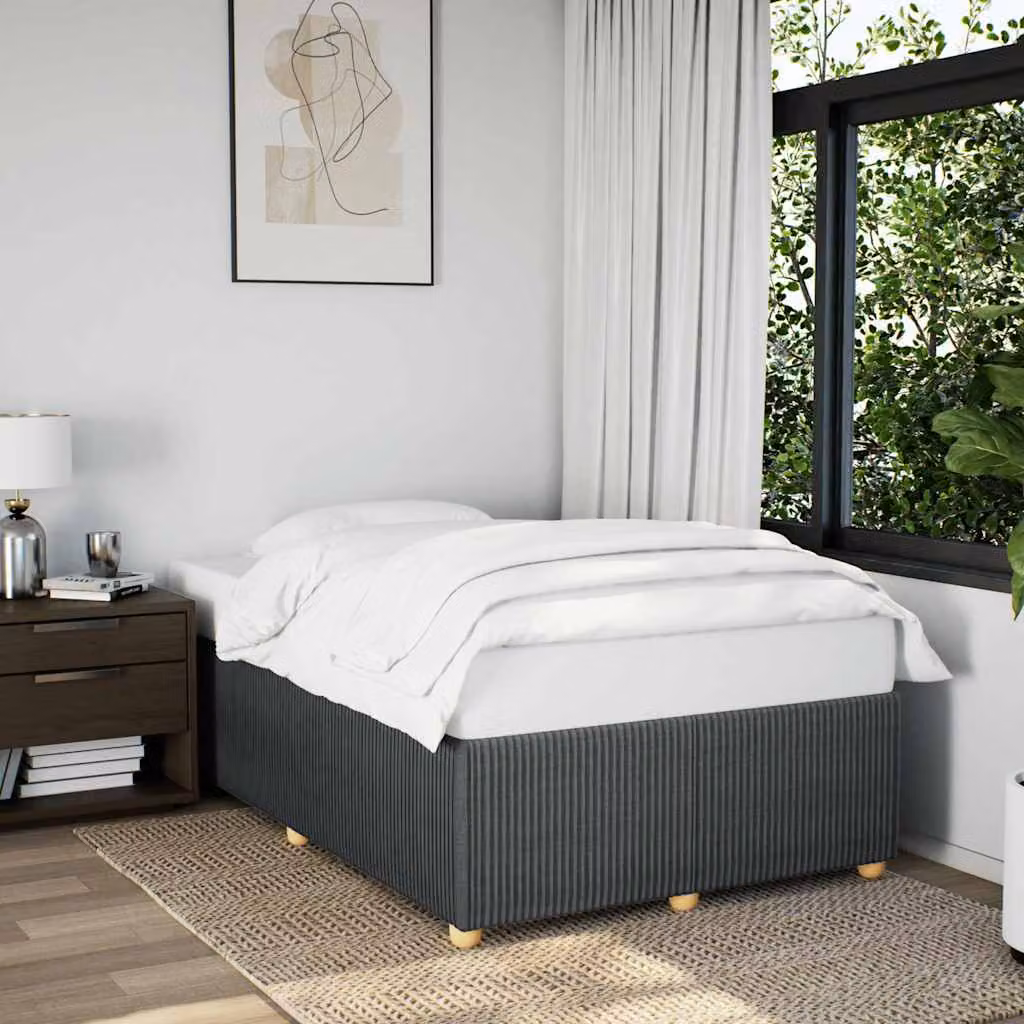 Giroletto senza materasso vidaXL in tessuto grigio con struttura in legno e doghe, L/P/H: 120 x 190 cm – 1