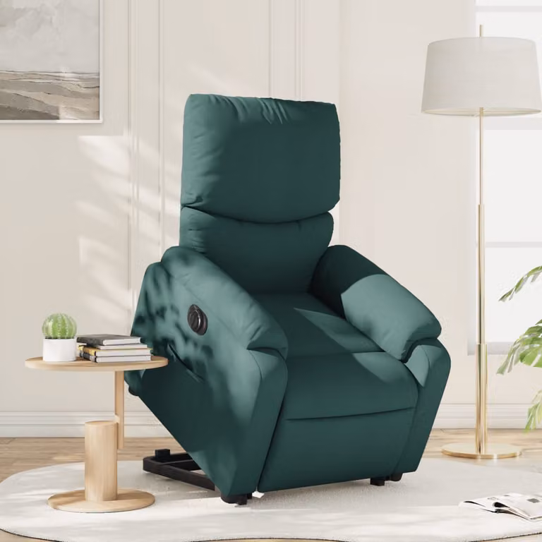 vidaXL Poltrona Alzapersona Elettrica Reclinabile in Tessuto Verde con Braccioli