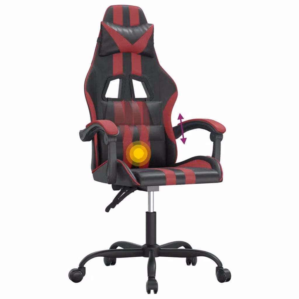 Sedia da Gaming Girevole Nero e Rosso Vino in Pelle finta