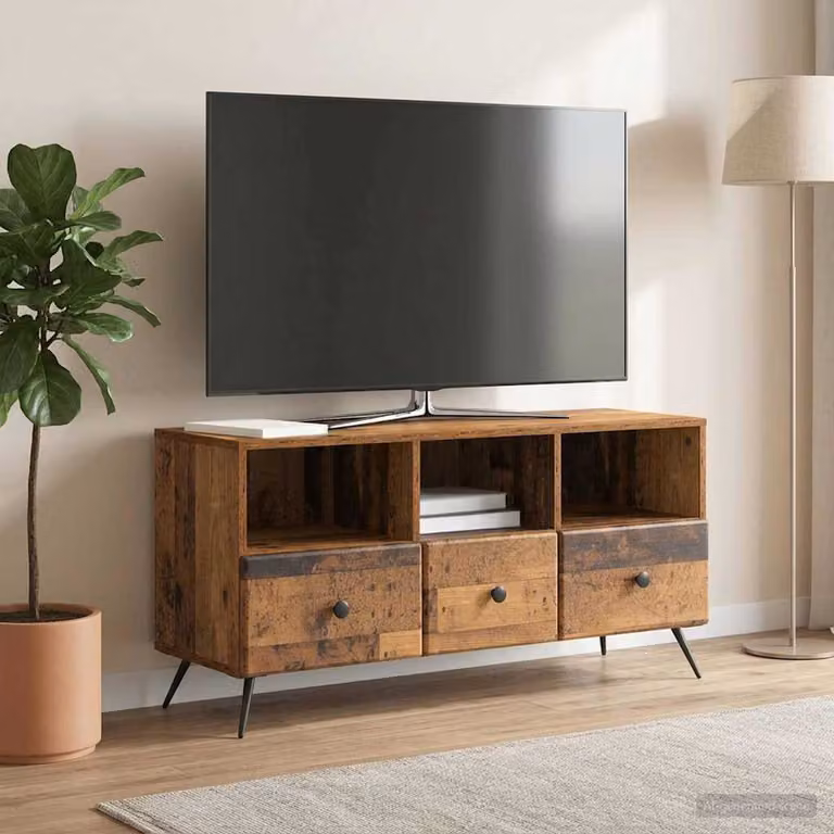 Mobile TV vidaXL in legno antico marrone, L 102 x P 34,5 x H 50 cm