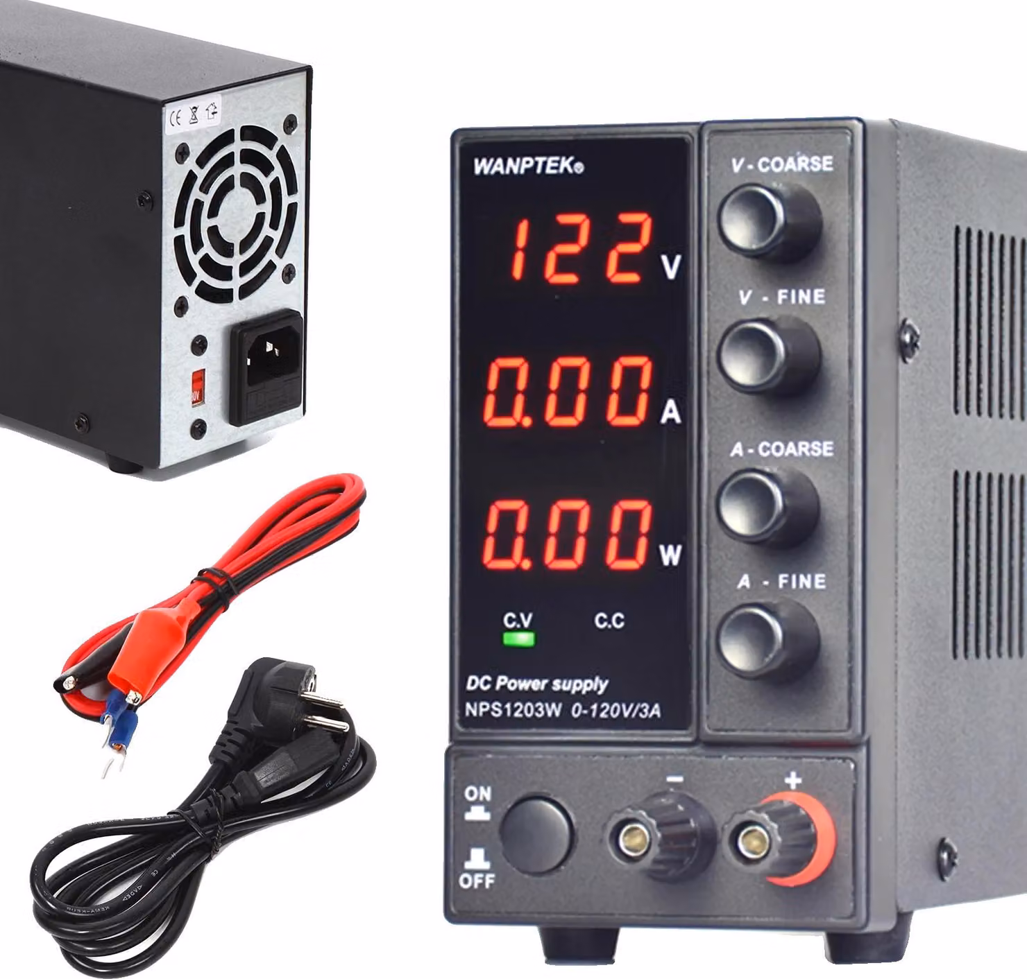 Alimentatore a corrente continua, tensione di uscita 0-120 V, corrente massima 3 A, display LED a tre cifre, regolazione precisa, tensione di ingresso 360 W