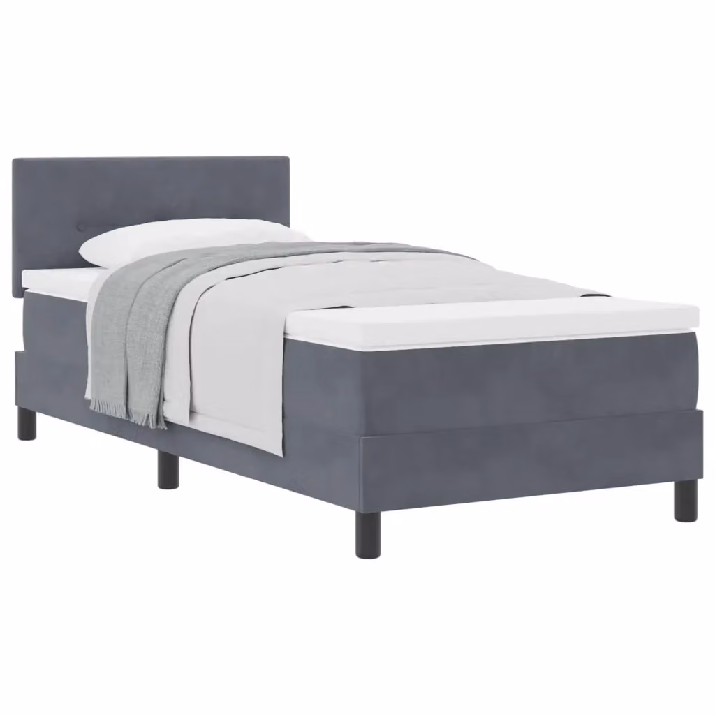 Letto a molle con testiera in velluto grigio vidaXL L/P/H: 203 x 100 x 140 cm