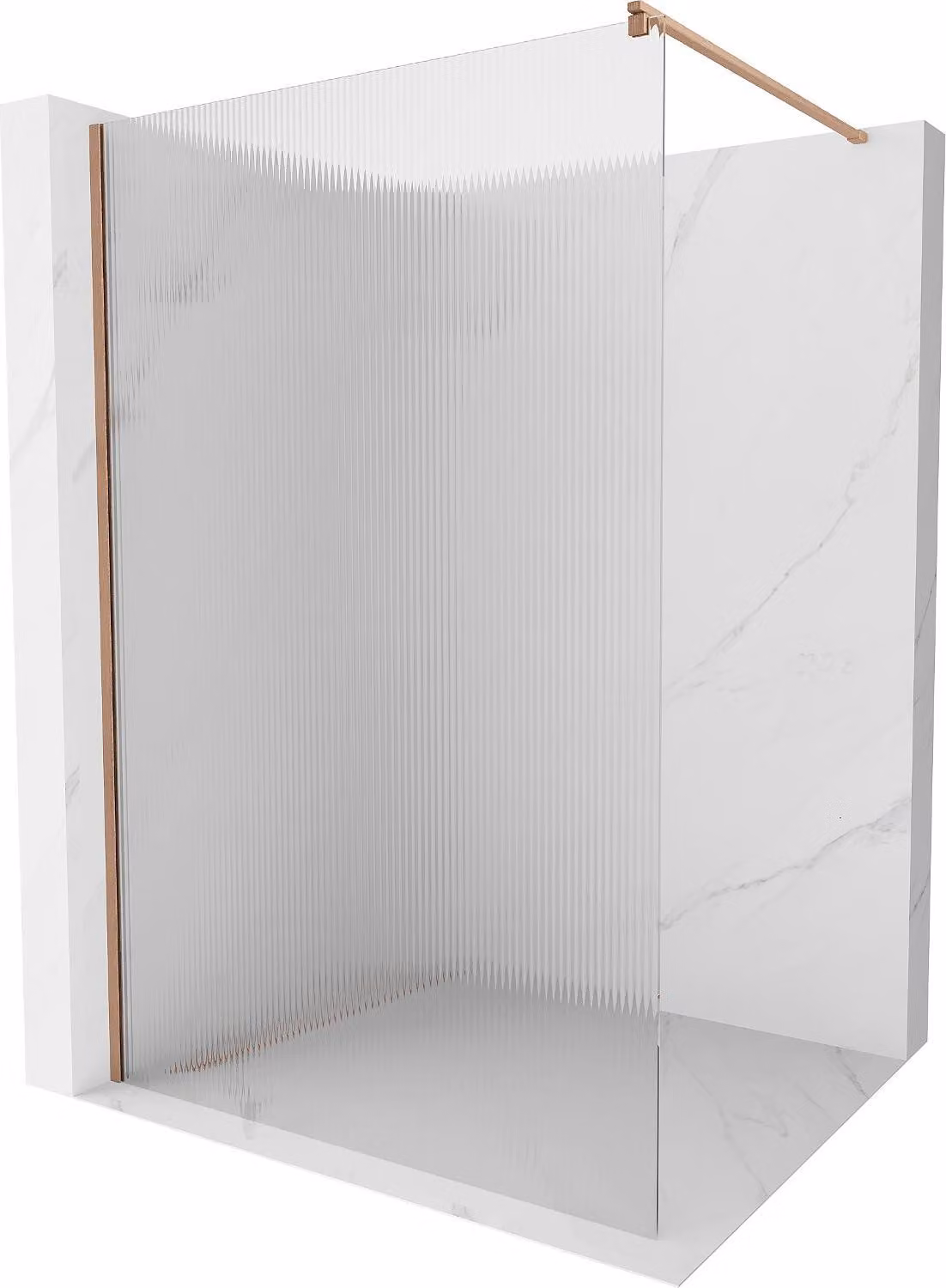 Mexen Kioto parete doccia Walk-in 140 x 200 cm, strisce 8 mm, rame spazzolato - 800-140-101-65-09