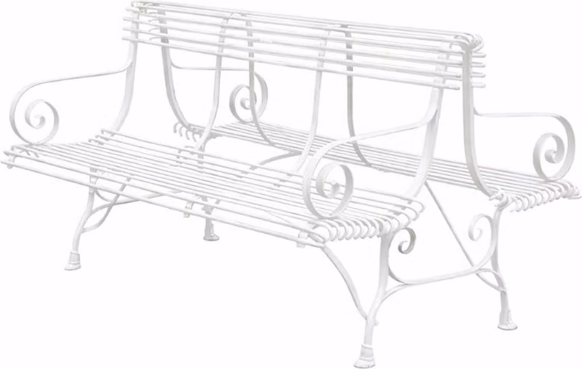 Casa Padrino Panchina da giardino in ferro battuto in stile Art Nouveau Bianca 150 cm - Panchina doppia