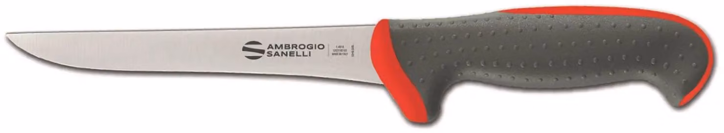 Coltello disosso stretto, lama cm 16, colore rosso, linea Tecna