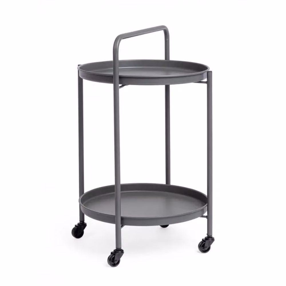 Carrello pieghevole AUSTIN in acciaio antracite, con vassoio