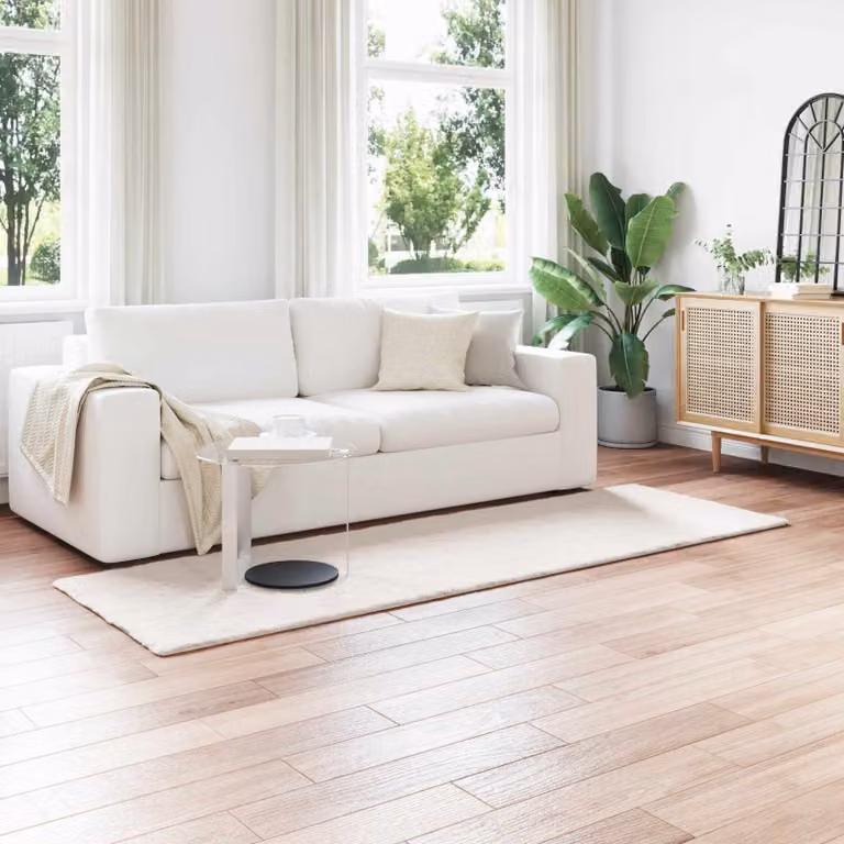 Tappeto antiscivolo vidaXL in ecopelliccia sintetica color beige, lavabile e dal design minimalista