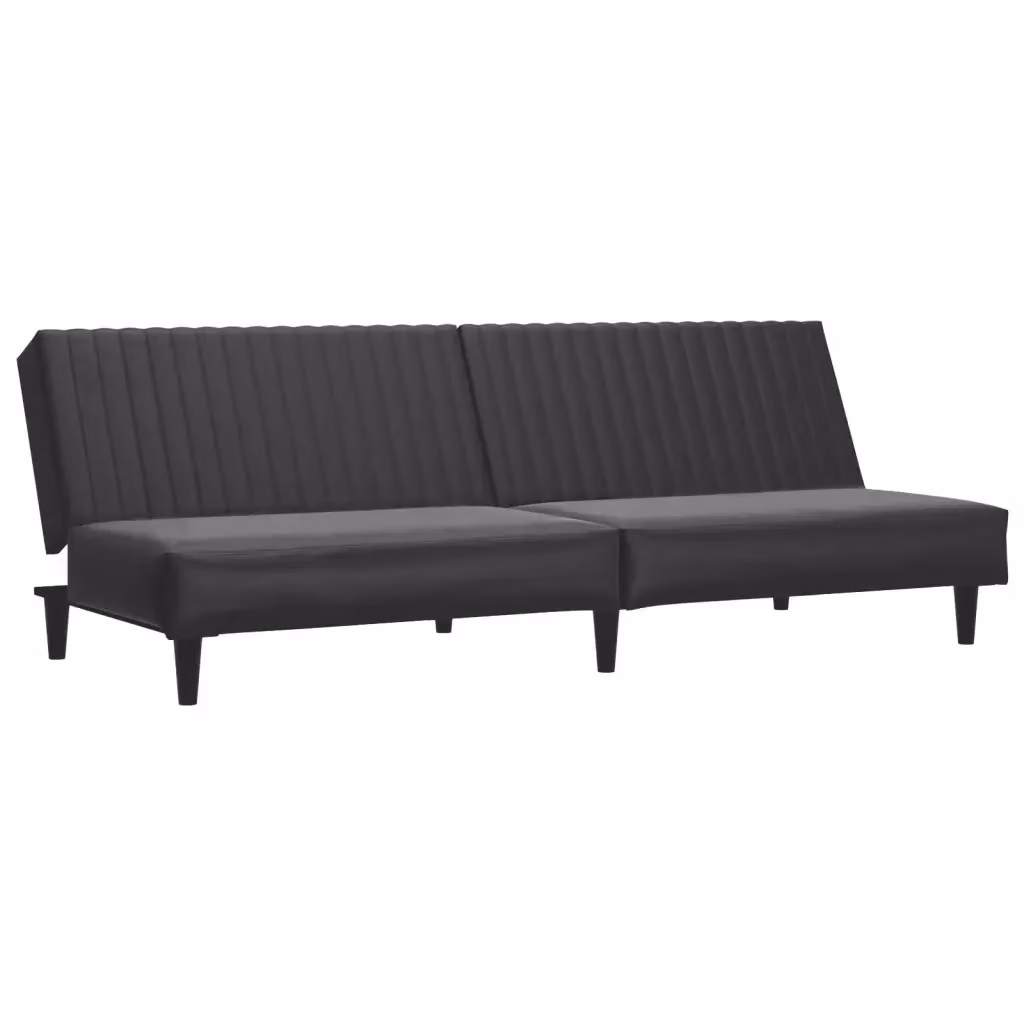 Divano Letto Click-Clack Moderno vidaXL in Similpelle Nero con Funzione Letto e Poggiatesta Regolabile – 2