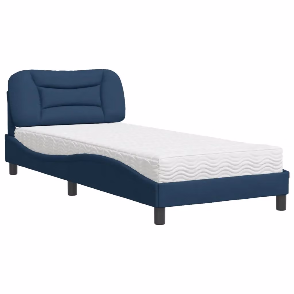 Letto con Materasso Hvar Blu vidaXL in Tessuto e Legno L/P: 90 x 190 cm – 2