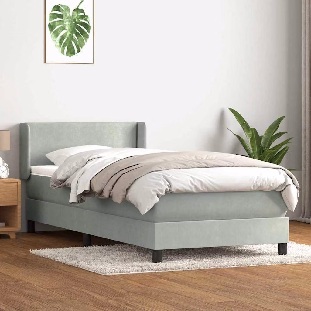 Maison Exclusive - Giroletto a Molle con Materasso Grigio Chiaro 80x210 cm Velluto