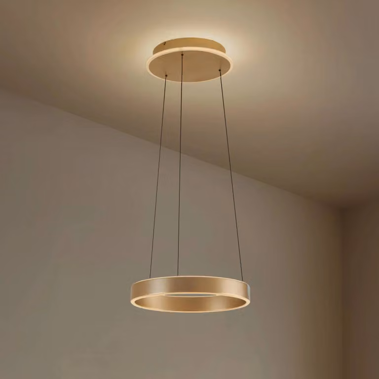 Lucande Lampada a sospensione LED Tindra, Ø 40 cm, oro, dimmerabile Tindra Lucande,, Ottone / Oro, Soggiorno / Sala da pranzo, Metallo, Moderno
