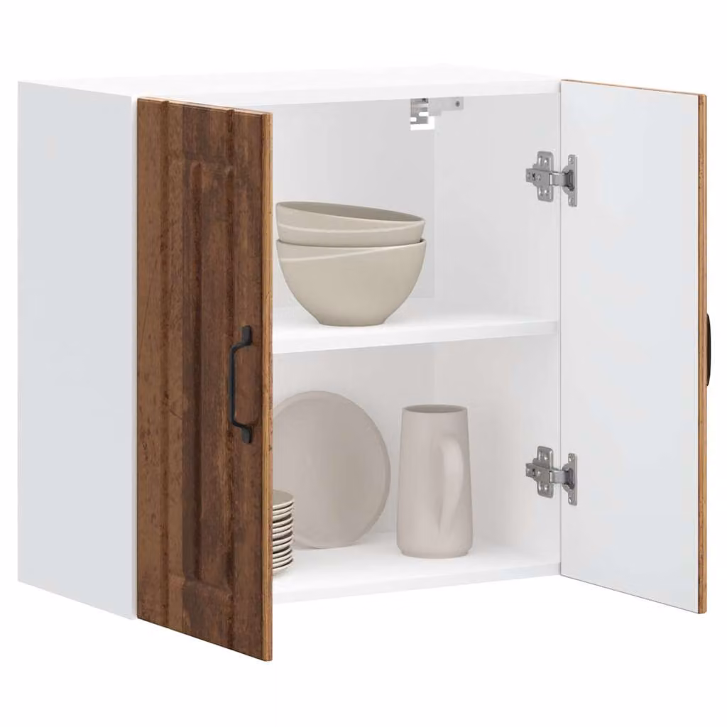 Pensile da cucina moderno vidaXL con ante in vetro, colore marrone e bianco, L: 60 cm, H: 31 cm, P: 25 cm
