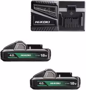 HiKOKI Kit Batteria UC18YFSLWEZ 18V con 2 batterie da 4Ah e caricabatterie, Nero