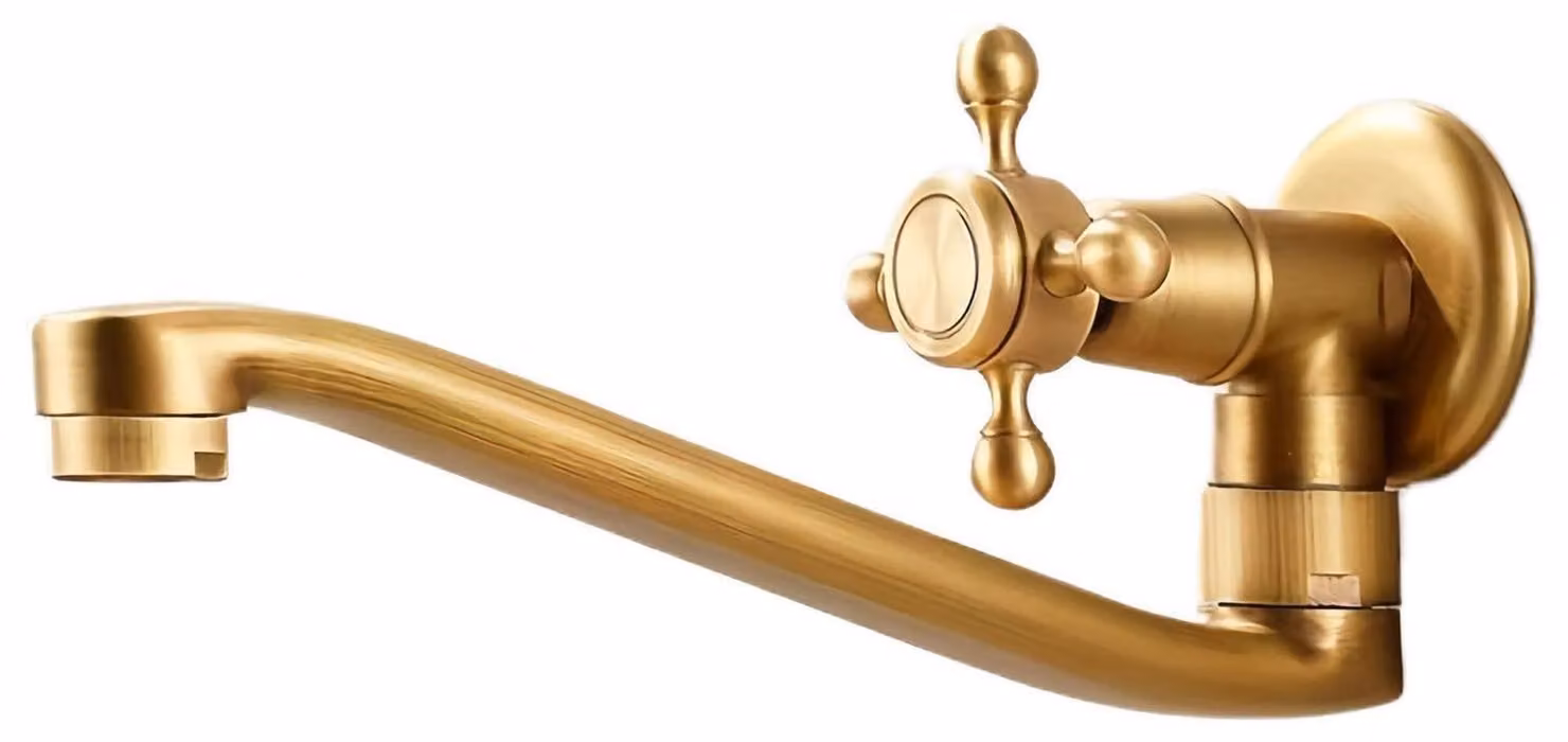 Rubinetto da parete per acqua fredda, in ottone anticato, con rotazione a 180°, attacco G1/2, finitura spazzolata