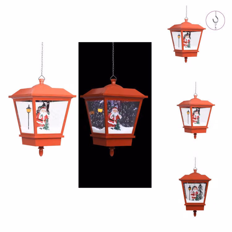 vidaXL Lampada a sospensione natalizia con luce LED e Babbo Natale rosso 27×27×45 - Illuminazione natalizia