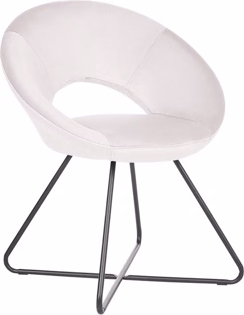Poltrona imbottita in velluto Beliani senza braccioli con base a croce in acciaio bianco sporco design retrò