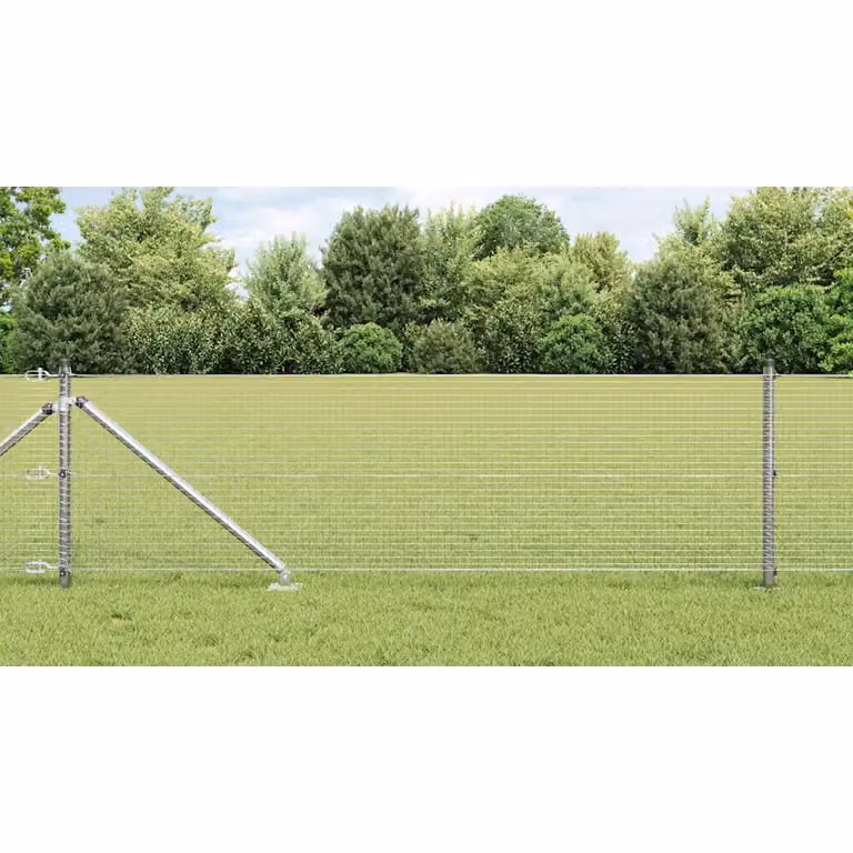 vidaXL Recinzione in rete saldata con punte in acciaio galvanizzato e plastica, Argento, L: 100 cm, H: 50 cm