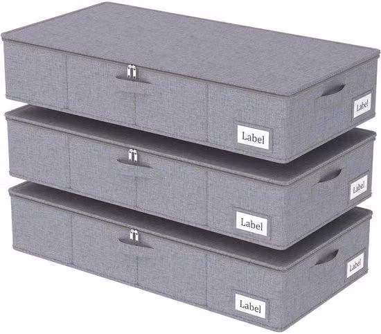 Borse organizer sottobordo, set da 3, pieghevoli, 80 x 40 x 15 cm, grigio, tessuto Oxford con base in PP, traspiranti, cerniere resistenti, 4 maniglie