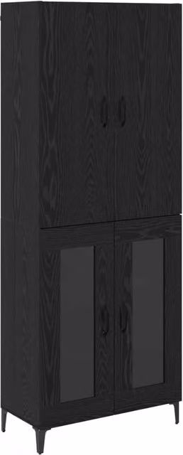 Credenza | Madia | Buffet da pranzo | Armadio da pranzo Rovere Nero 69,5 x 34 x 180 cm Legno multistrato