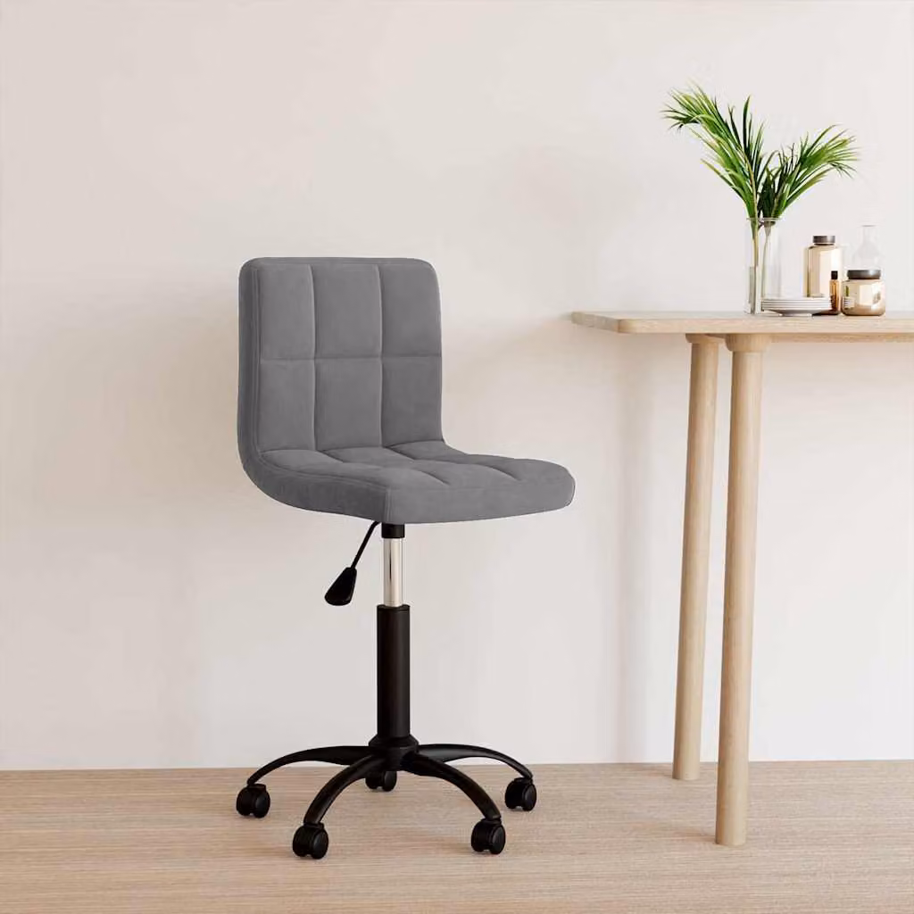 vidaXL Sedia da Ufficio Girevole Moderna in Velluto Grigio con Ruote e Base in Metallo