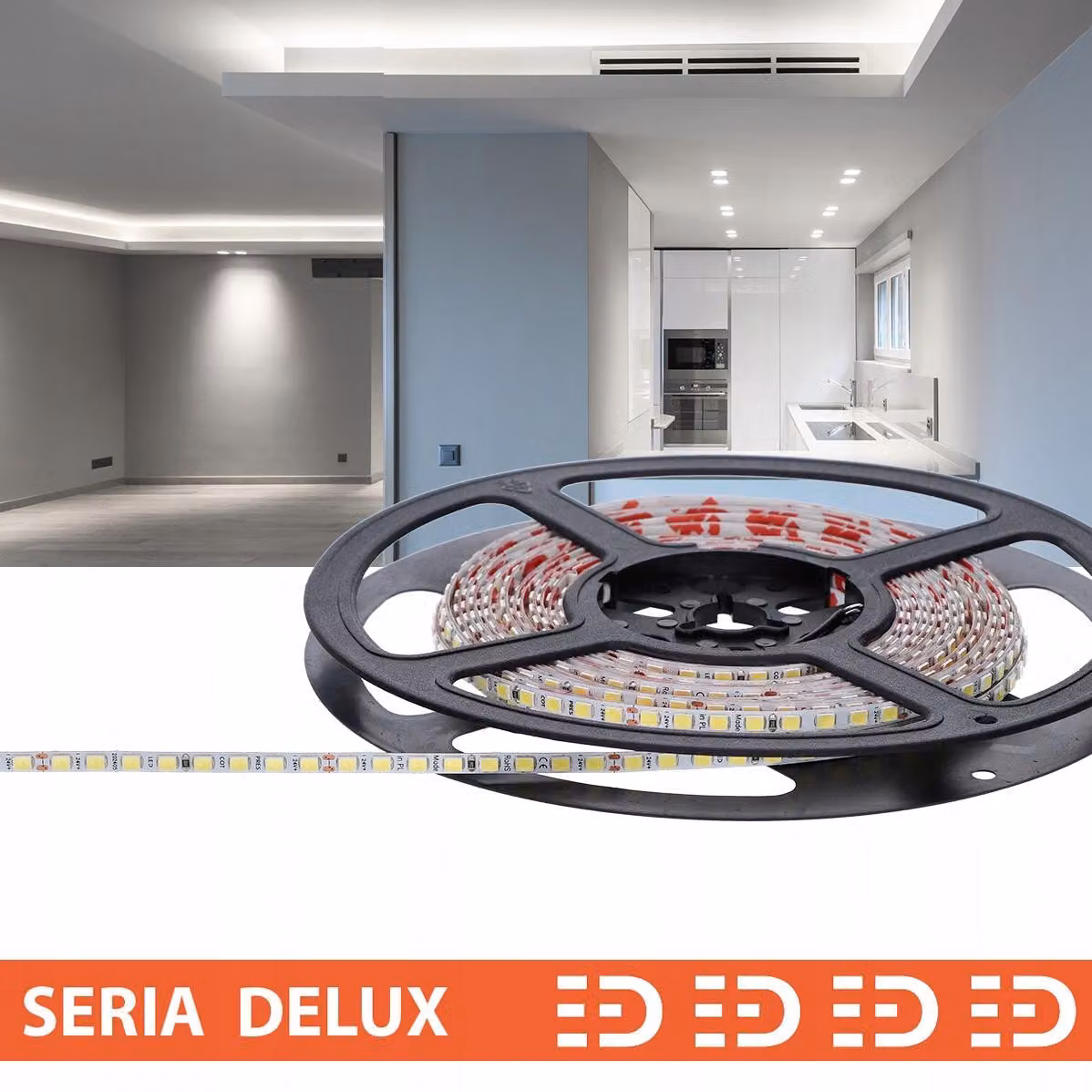 Striscia LED Prescot, modello Slim, luce bianca fredda, 24V, 10 metri, 160 LED per metro