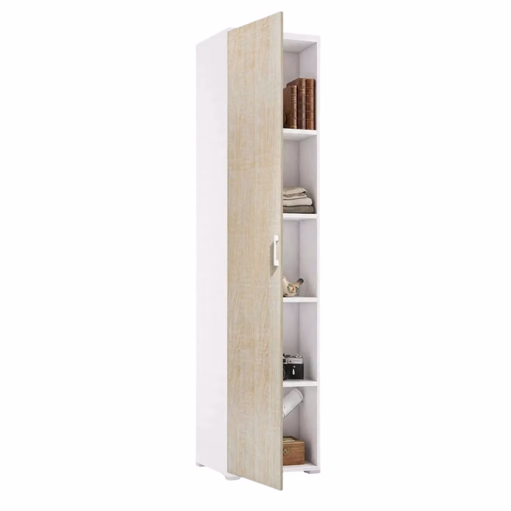 Aloise Armadio Multiuso con 1 Anta e 4 Ripiani, Colore Marrone Rovere, L: 45 cm, H: 195 cm – 2