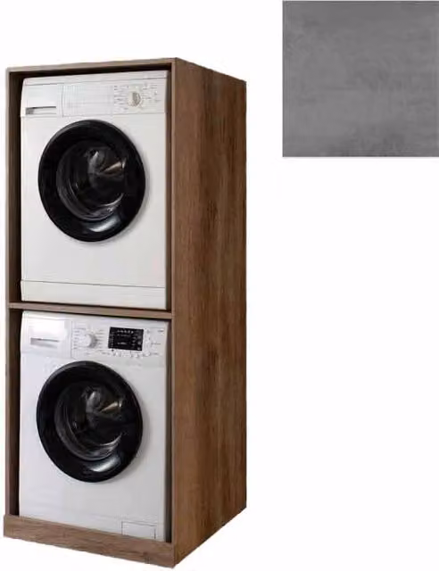 Mobile Lavanderia a Colonna per Lavatrice e Asciugatrice Senza Ante 70x70x174A cm in Nobilitato Unika Grigio Cemento