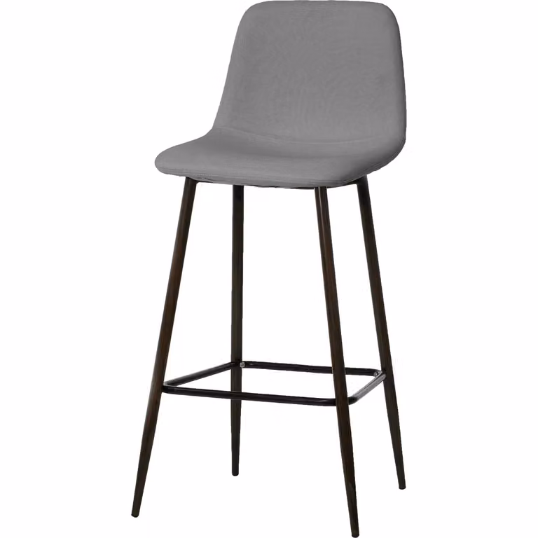 Sgabello Alto Vestiamo Casa in Tessuto Grigio con Struttura in Metallo Nero H 103 x L 43 x P 40 cm