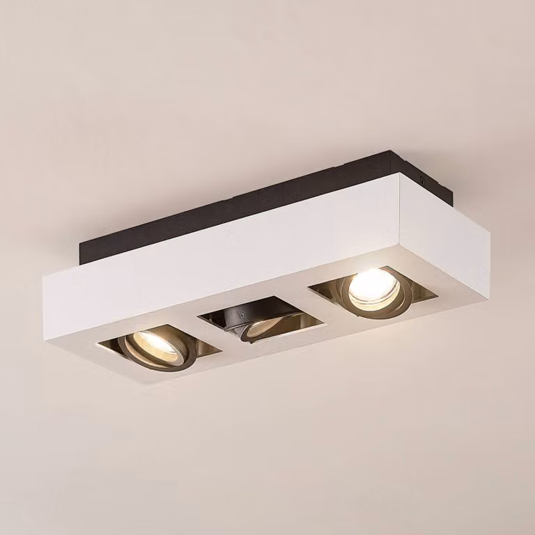 Arcchio faretto Vince, 36 cm, a 3 luci, bianco/nero, GU10 VINCE Arcchio, dimmerabile, Bianco / Opale, Cucina, Alluminio, Moderno, Faretto