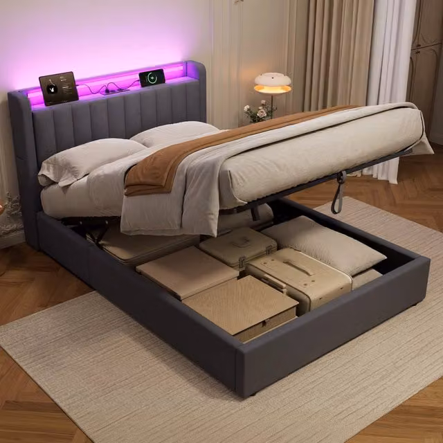 Letto contenitore 140x190 cm, colore grigio