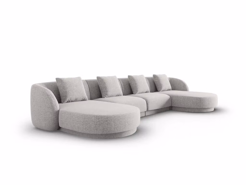 Divano panoramico Tulum a 5 posti Cosmopolitan Design in ciniglia grigio chiaro L: 330 cm x P: 154 cm x H: 70 cm – 2