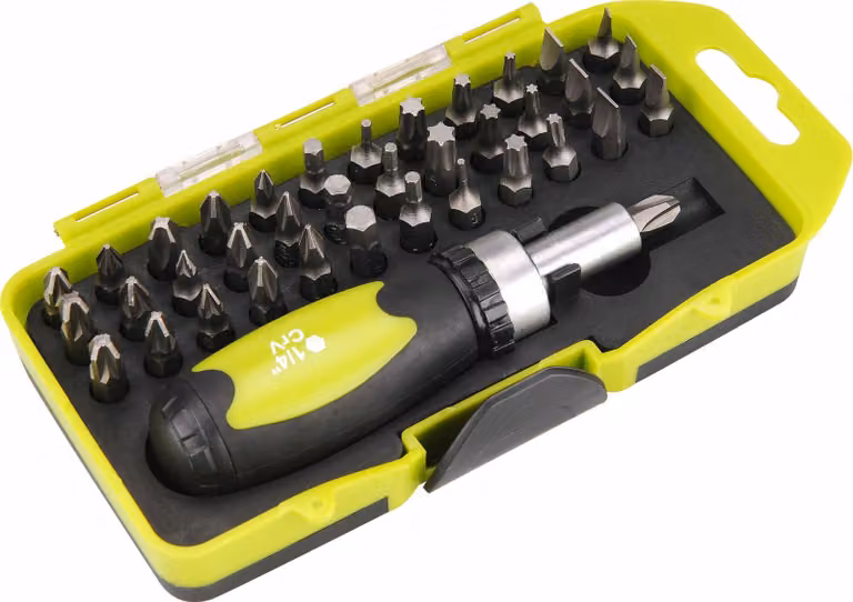 Cacciavite a cricchetto con punte, 38 pezzi, cacciavite a cricchetto con esagono da 1/4", CrV EXTOL-CRAFT
