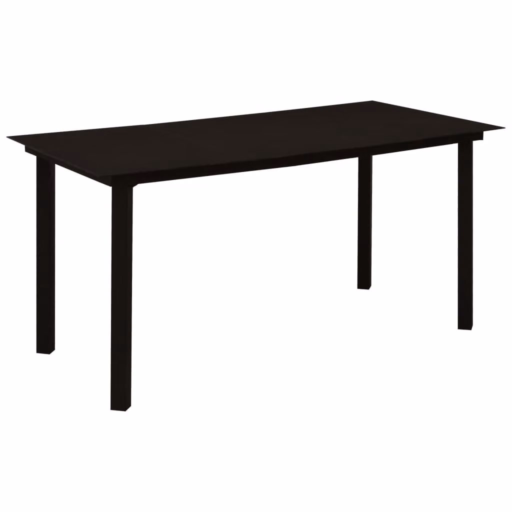 Set da Pranzo da Giardino 7 pz in Rattan PVC Nero