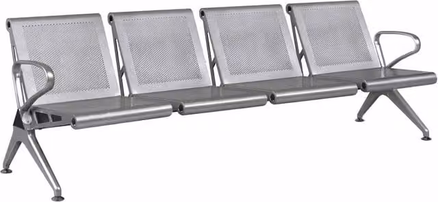 Panca per Sala Attesa 4 Posti in Acciaio da Ufficio Tosini Silver