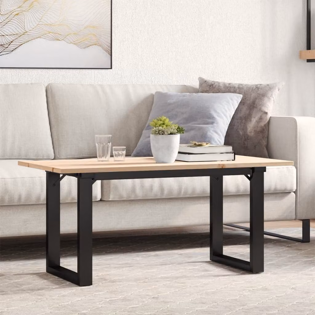 Maison Exclusive - Tavolino da Salotto Telaio a O 90x40x45cm Legno Pino e Acciaio