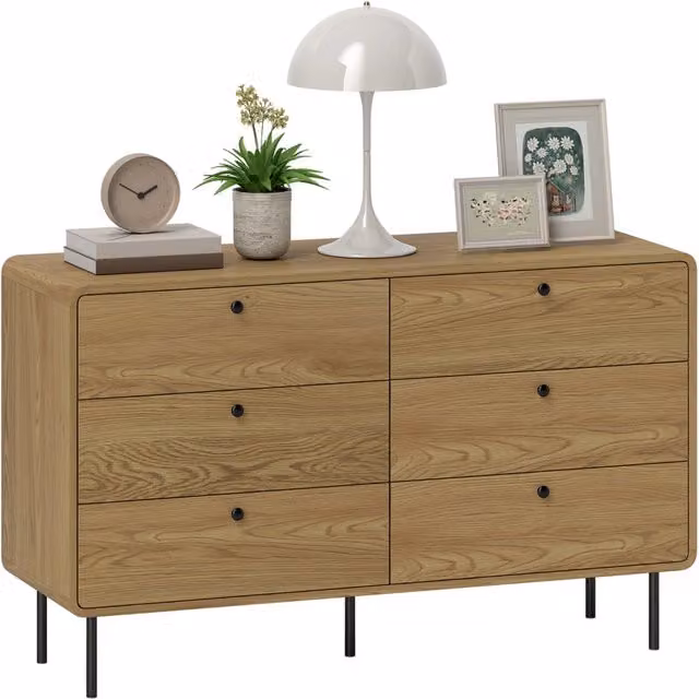 Cassettiera 6 cassetti mobile contenitore stile moderno ¨C Minimal ¨C 120x40x75 effetto legno quercia