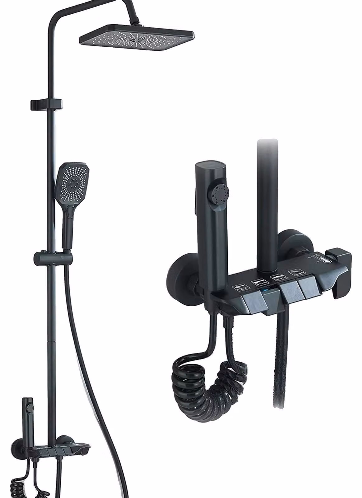 Set di rubinetteria per doccia, design moderno, installazione semplice, colore nero A2