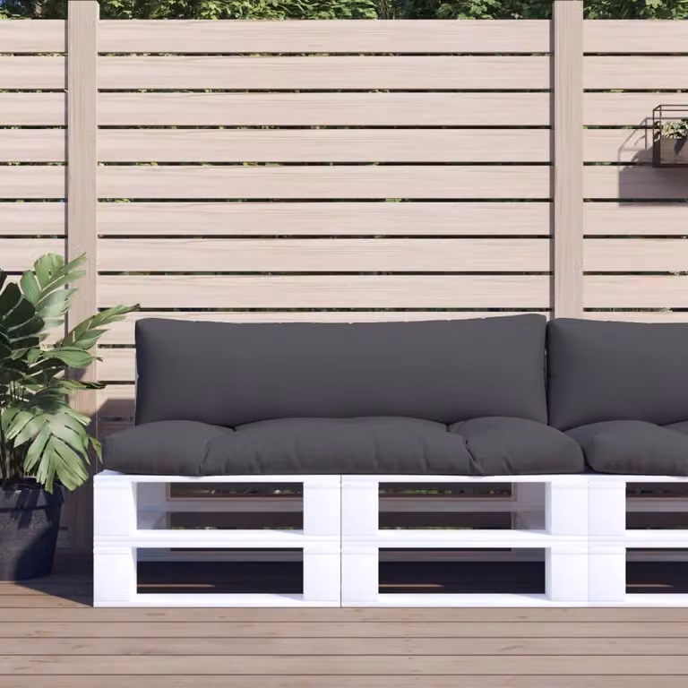 Set di 2 cuscini per pallet vidaXL in poliestere colore antracite, resistenti all'acqua e ai raggi UV, forma rettangolare L: 110 cm, P: 58 cm