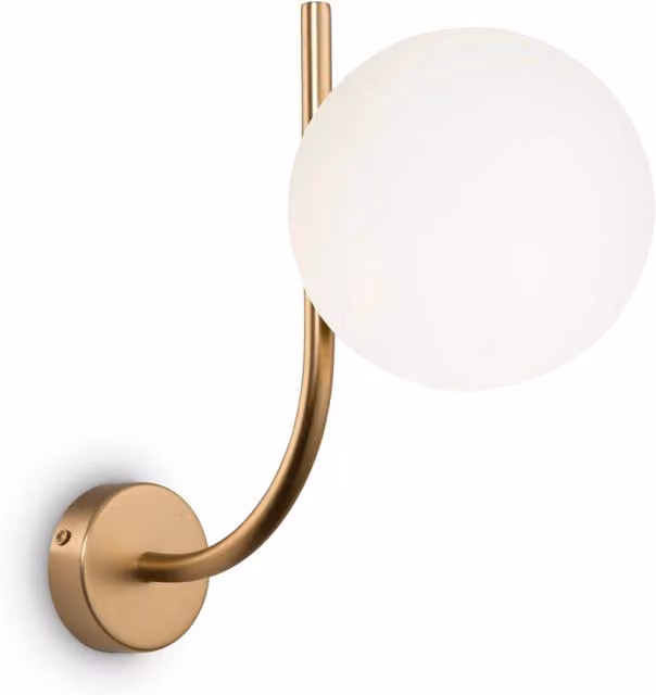 Lampada da parete moderna Rendez-vous GIORDANOSHOP in metallo e vetro color ottone e bianco