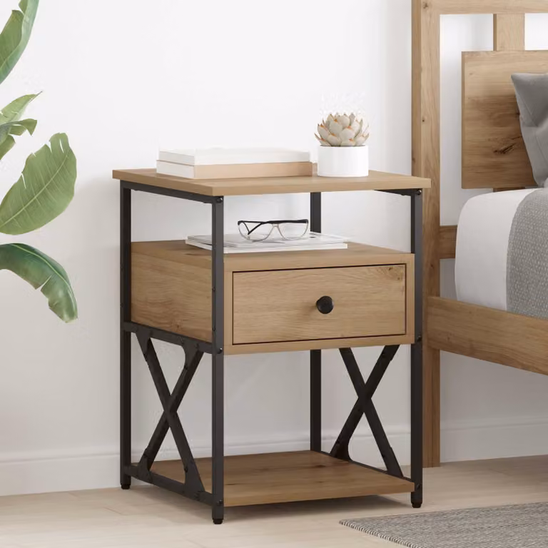 Set di 2 Armadi da Notte vidaXL in Rovere, L 40 cm x P 42 cm x H 55 cm